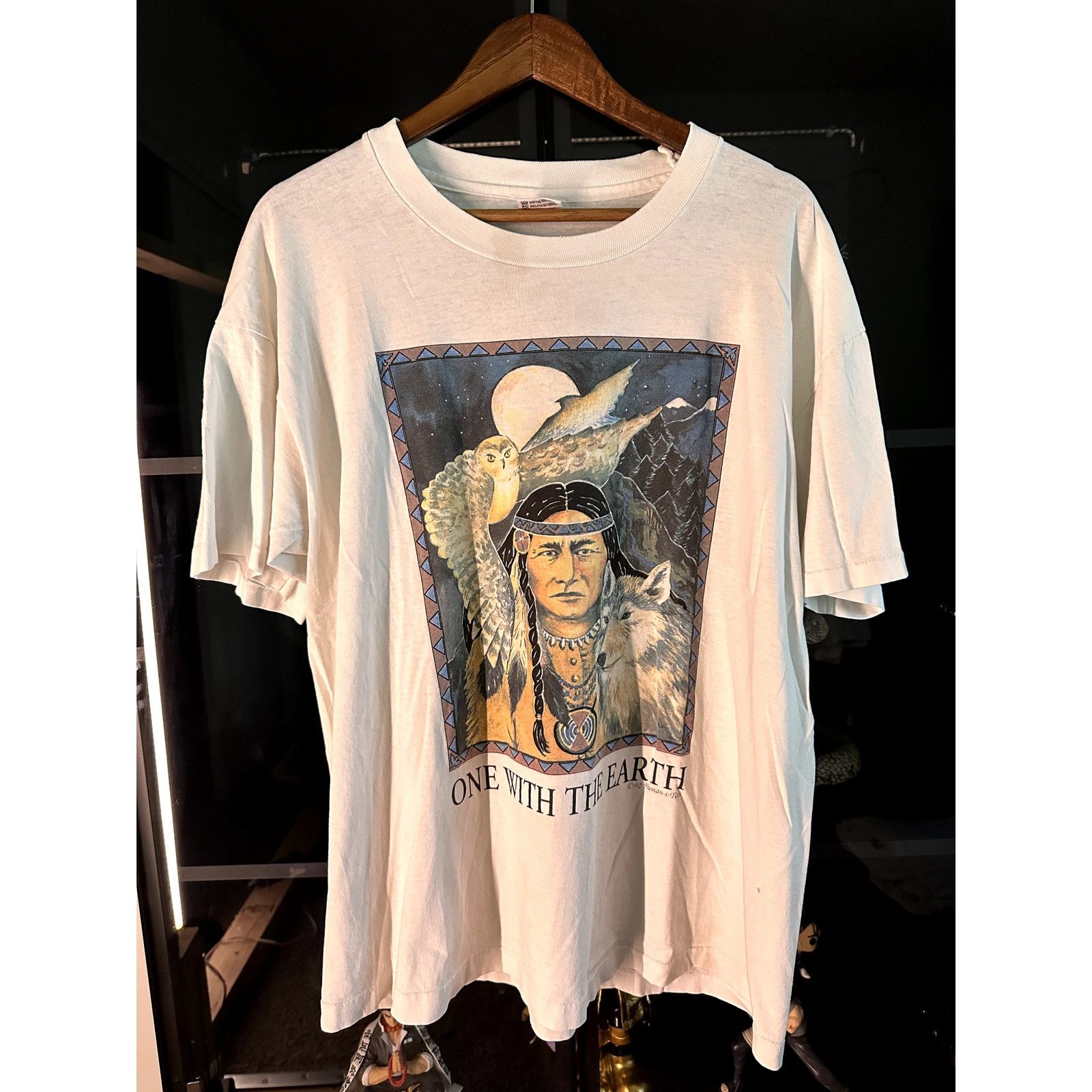 Anvil Vintage 90s Native American One with the Earth T-shirt SZ L Size US XL / EU 56 / 4 - 1 Thumbnail
