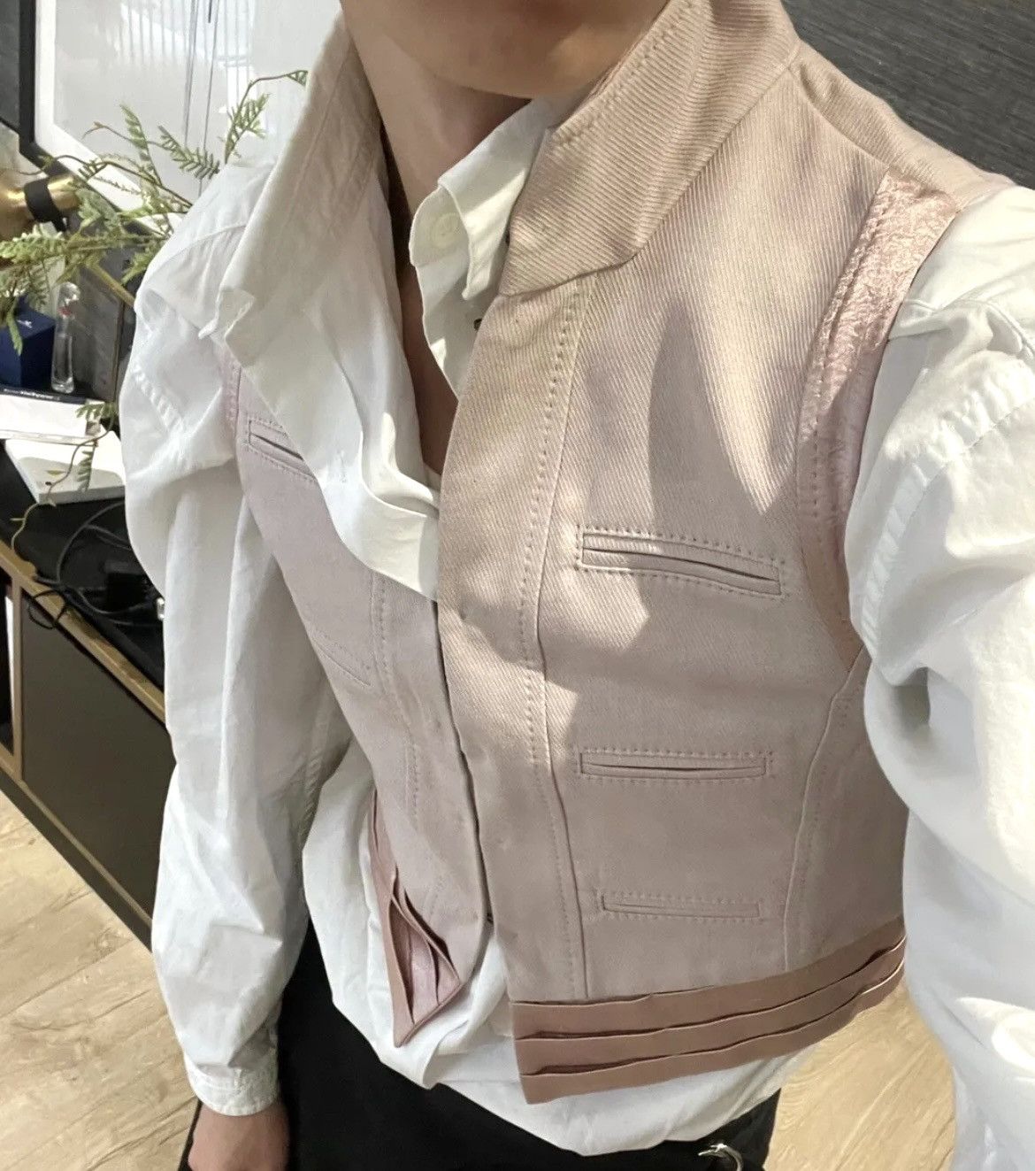 image of Ann Demeulemeester Pink Pocket Vest, Men's (Size 36R)