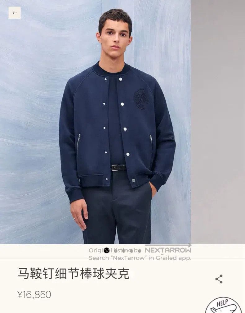 Hermes Hermes Men's Grey Baseball Jacket Size US M / EU 48-50 / 2 - 2 Thumbnail