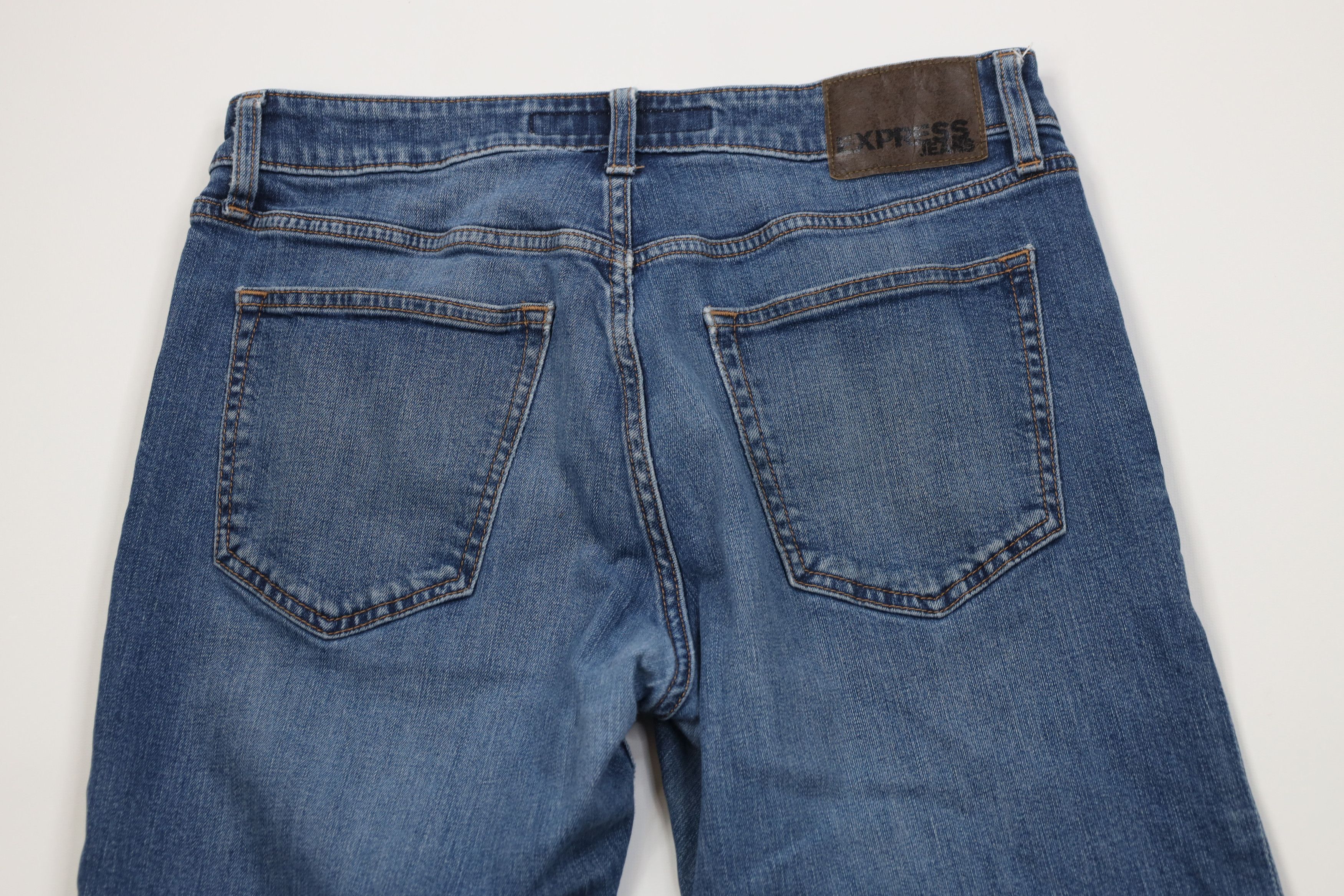 Express Express Stretch Rocco Slim Fit Straight Leg Denim Jeans Blue Size US 31 - 11 Thumbnail