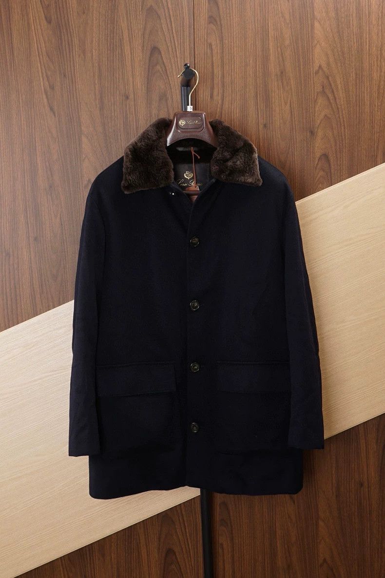 Loro Piana Loro Piana Navy Fur Collar Wool Coat-2508 Size US M / EU 48-50 / 2 - 2 Thumbnail