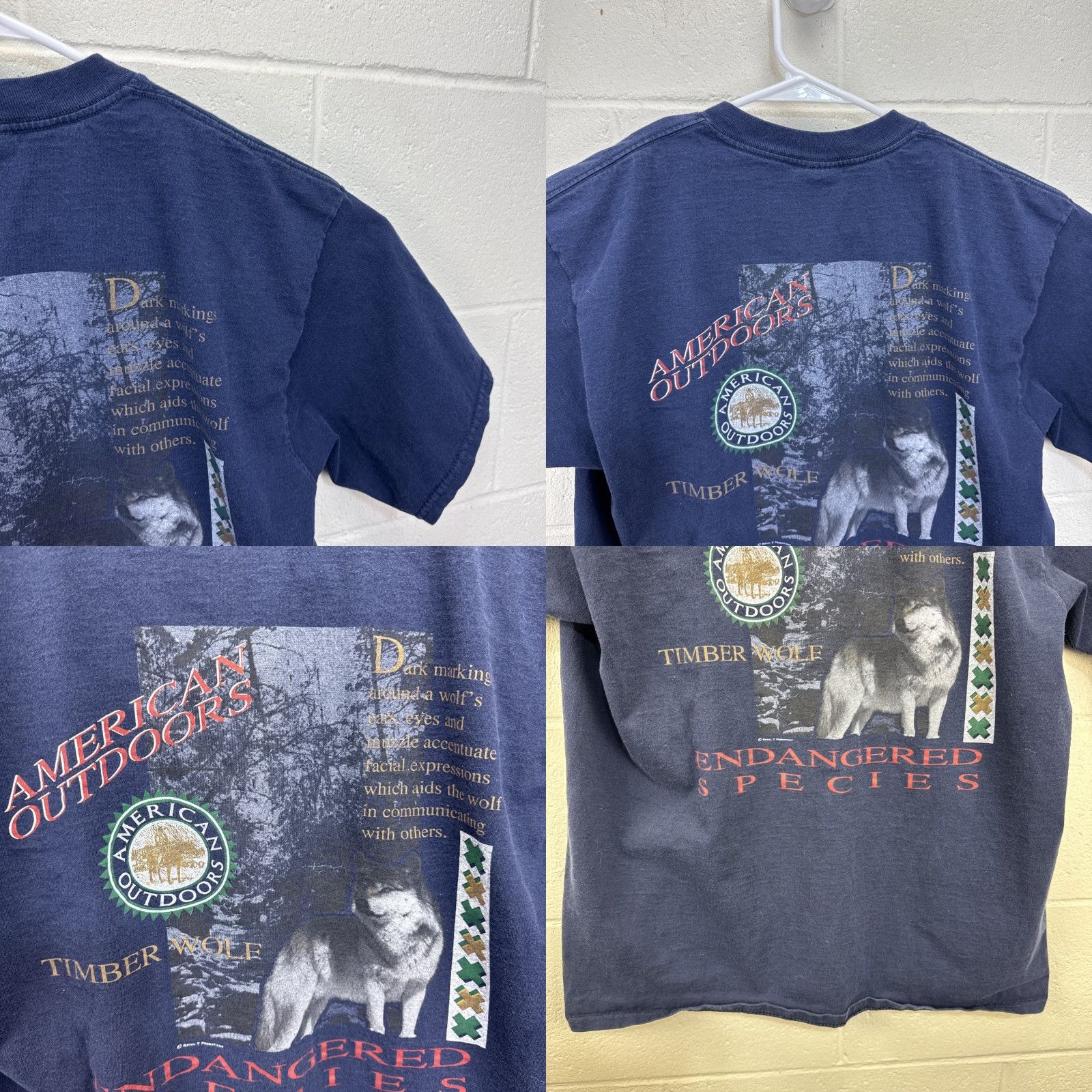 Gildan VINTAGE Gildan T-Shirt American Outdoors Timber Wolf Blue Shirt Men XL Crew Neck Short Sleeve N/A Size US XL / EU 56 / 4 - 9 Thumbnail