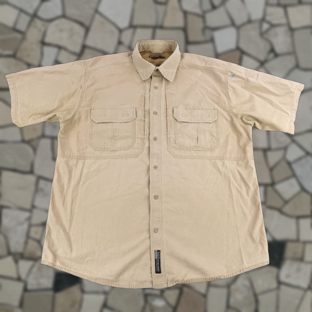 Vintage 5.11 Tactical Shirt Mens Large Beige Short Sleeve Button-Up Work Canvas Size US L / EU 52-54 / 3 - 1 Thumbnail