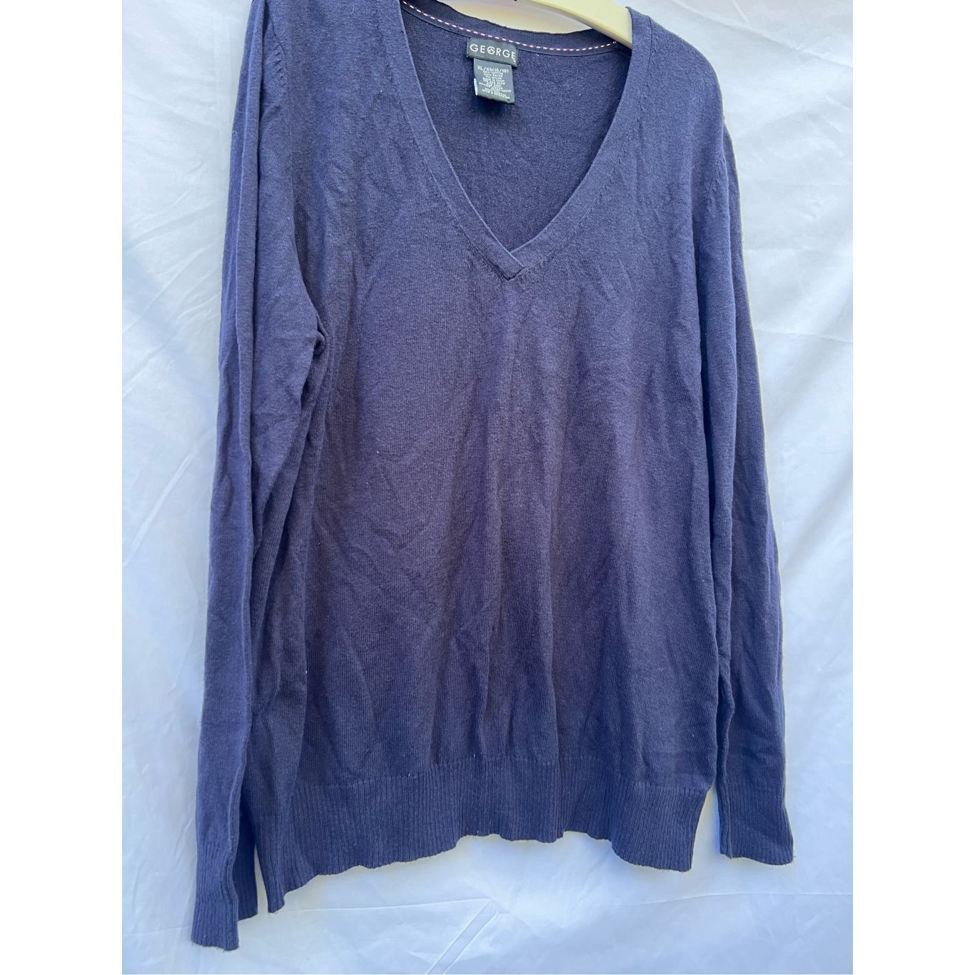 George George Blue Long Sleeve V-Neck Top Woman’s Size XL Size XL / US 12-14 / IT 48-50 - 3 Thumbnail