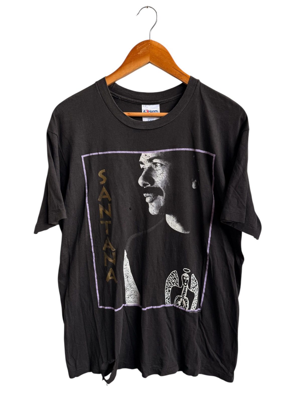 Band Tees × Vintage 🔥Rare Vintage Distressed Santana Tour 1990 black tee🔥 Size US L / EU 52-54 / 3 - 1 Thumbnail