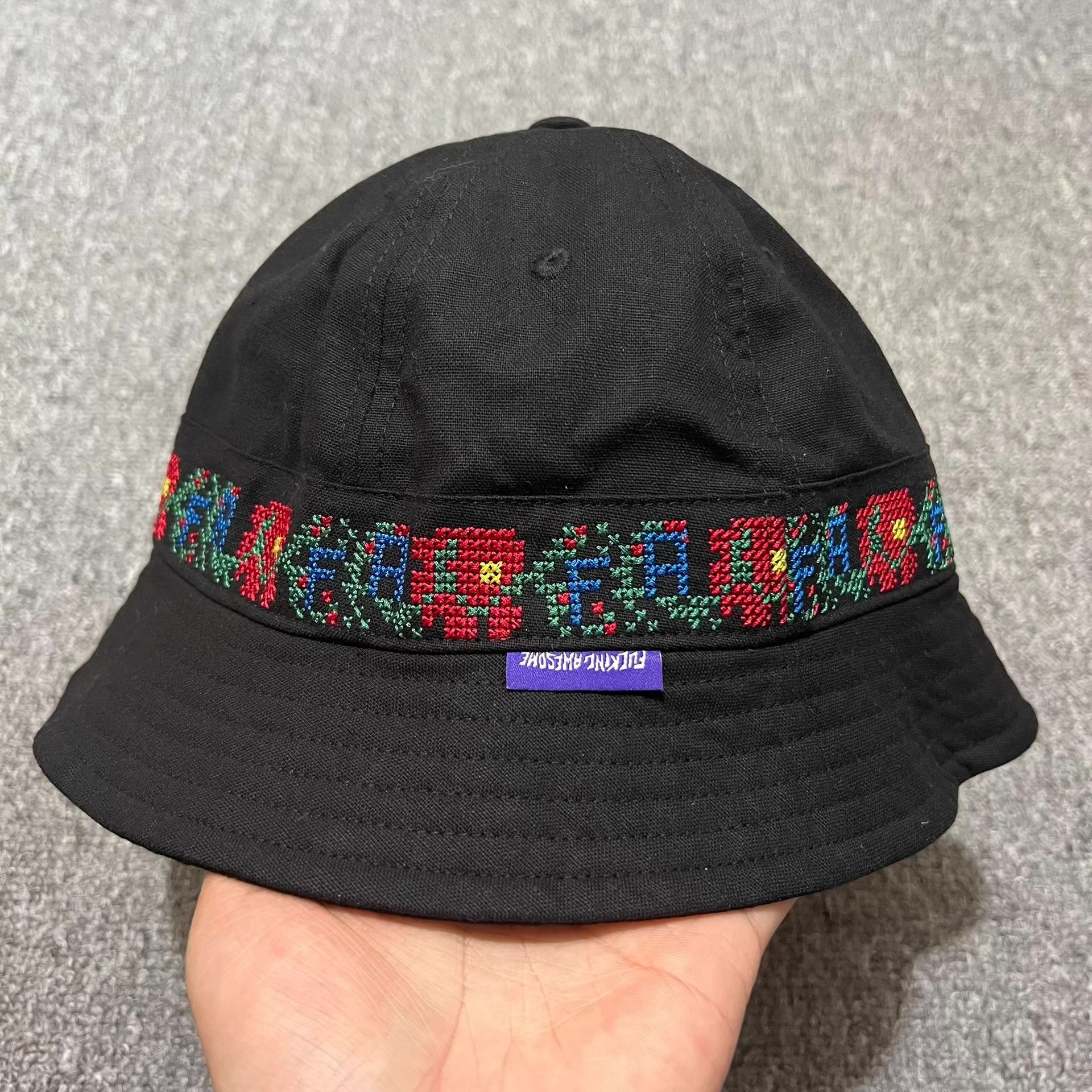 Fucking Awesome Fucking Awesome Cross-Stitch Bucket Hat Q7 Size ONE SIZE - 1 Thumbnail