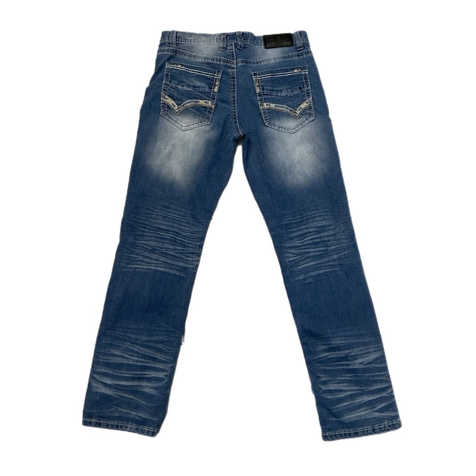 Vintage True Luck Men’s Light Blue Denim Straight Jeans Size US 34 / EU 50 - 2 Thumbnail