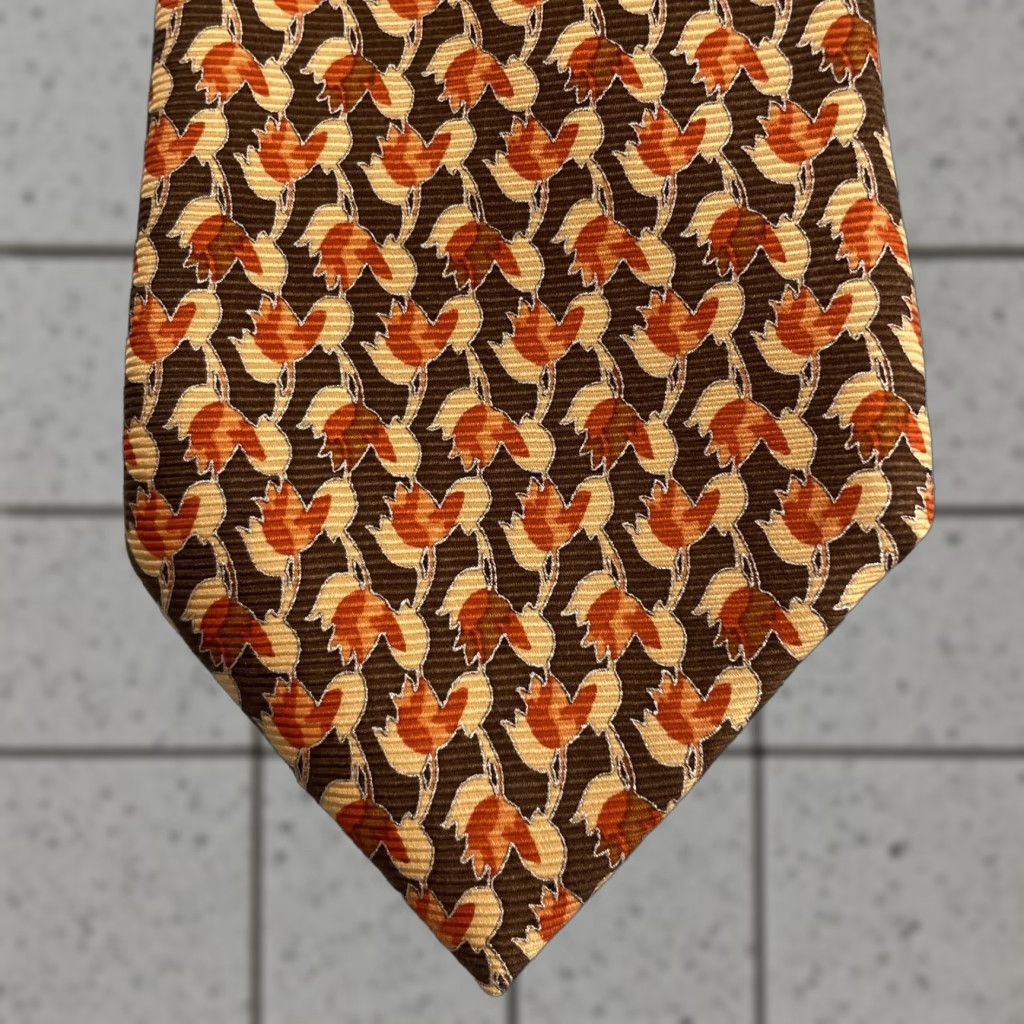 Brioni Brioni Silk Tie Men 3.5x62" Long Geometric Leaves Pattern Dress Business Necktie Size ONE SIZE - 1 Thumbnail