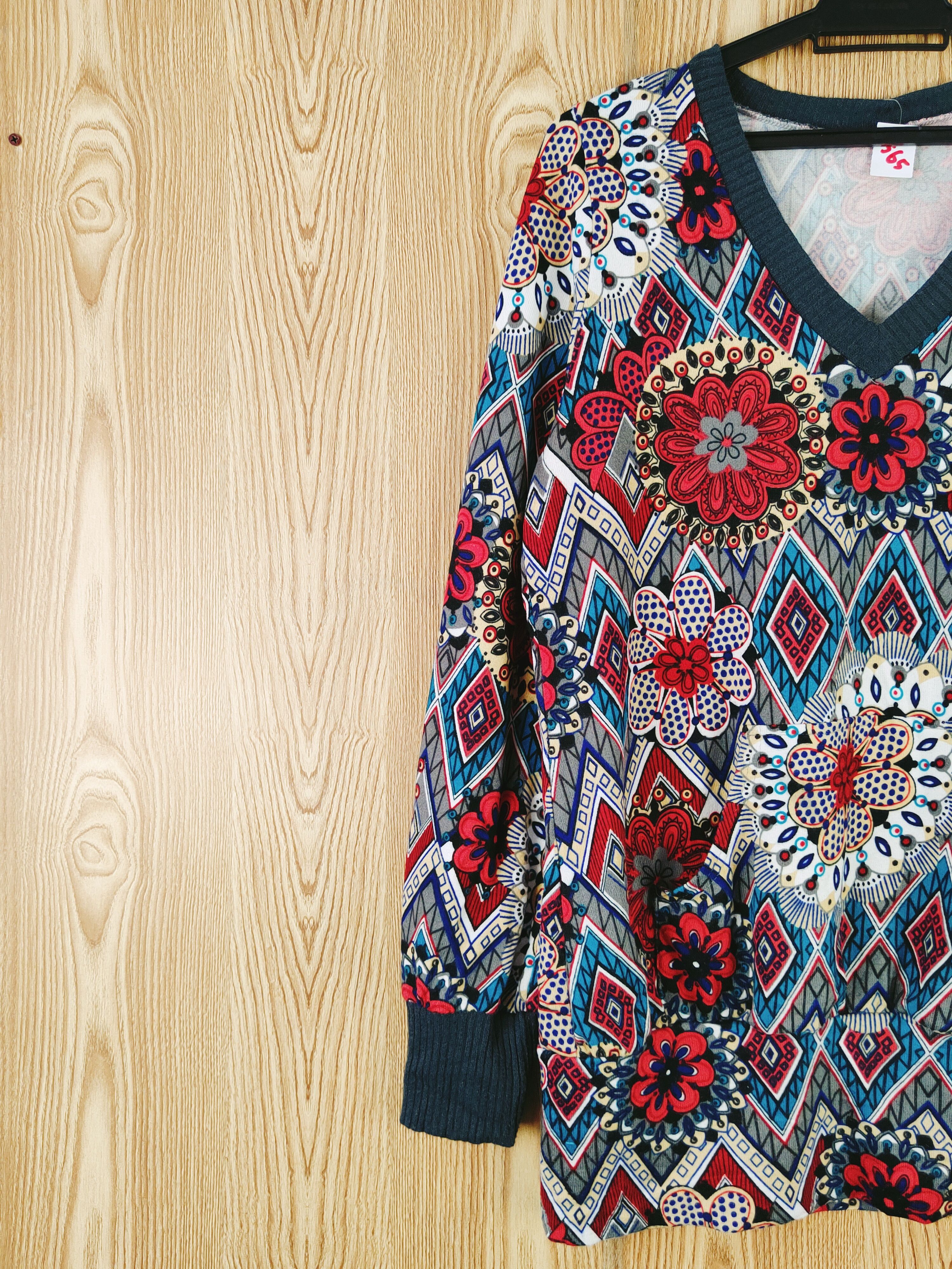 Japanese Brand × Vintage Japanese Brand vintage art Red Gray Blouses #W565 Size M / US 6-8 / IT 42-44 - 3 Thumbnail