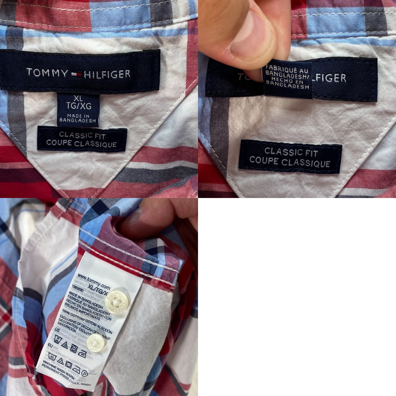 Tommy Hilfiger Tommy Hilfiger Mens Shirt XL Plaid Red Blue White Button Up Short Sleeve Size US XL / EU 56 / 4 - 8 Thumbnail