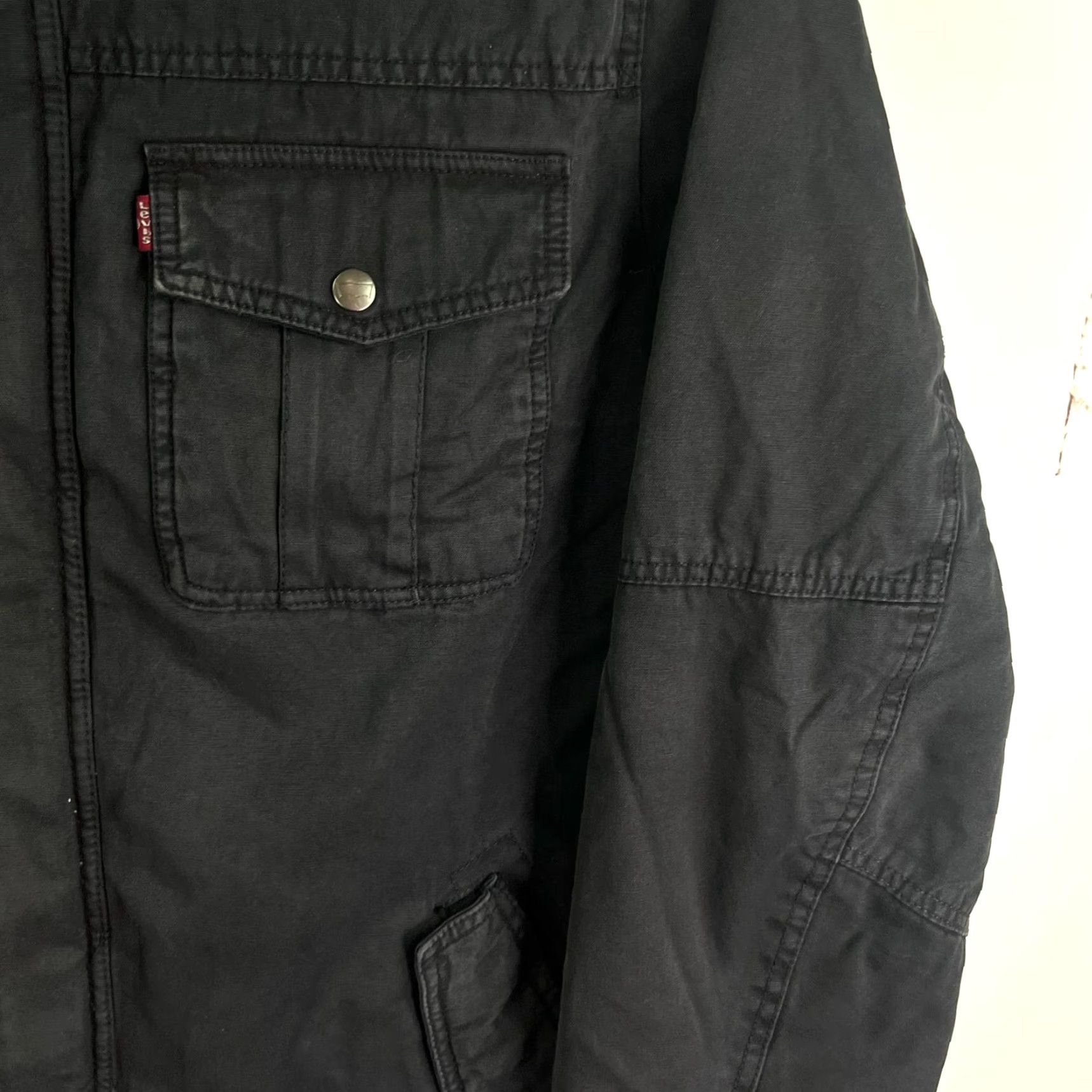 Levi's VINTAGE Levi's Trucker Jacket Denim Sherpa Lined Black Size XL Mens 56in Chest 90s USA Made & Crafted Jacket Size US XL / EU 56 / 4 - 4 Thumbnail