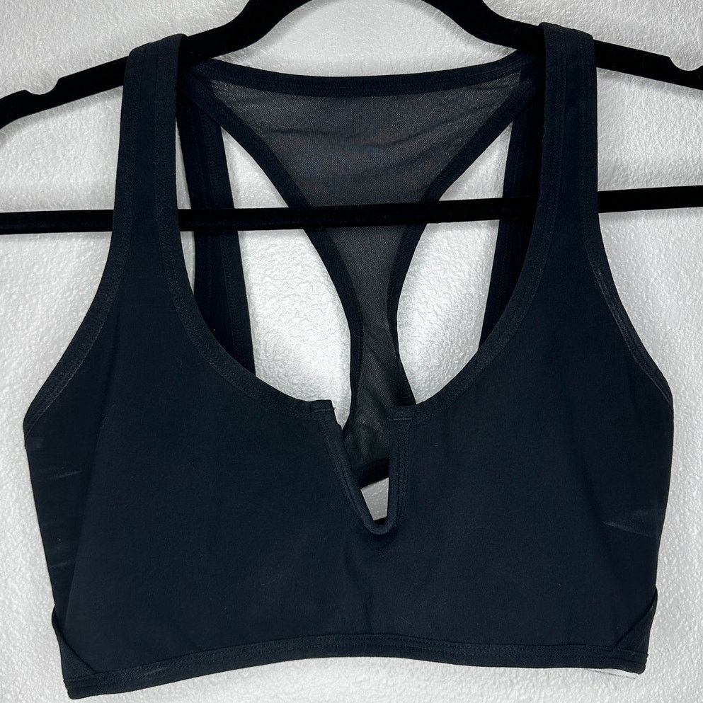 Other L SPACE Black V-Neck Back Mesh Racerback Sports Bra Large Size L / US 10 / IT 46 - 1 Thumbnail
