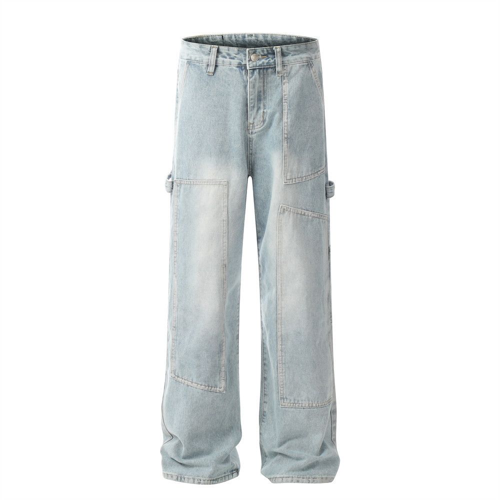 Japanese Brand × Jean Men's washed loose ribbon straight stitching cargo jeans Size US 32 / EU 48 - 1 Thumbnail