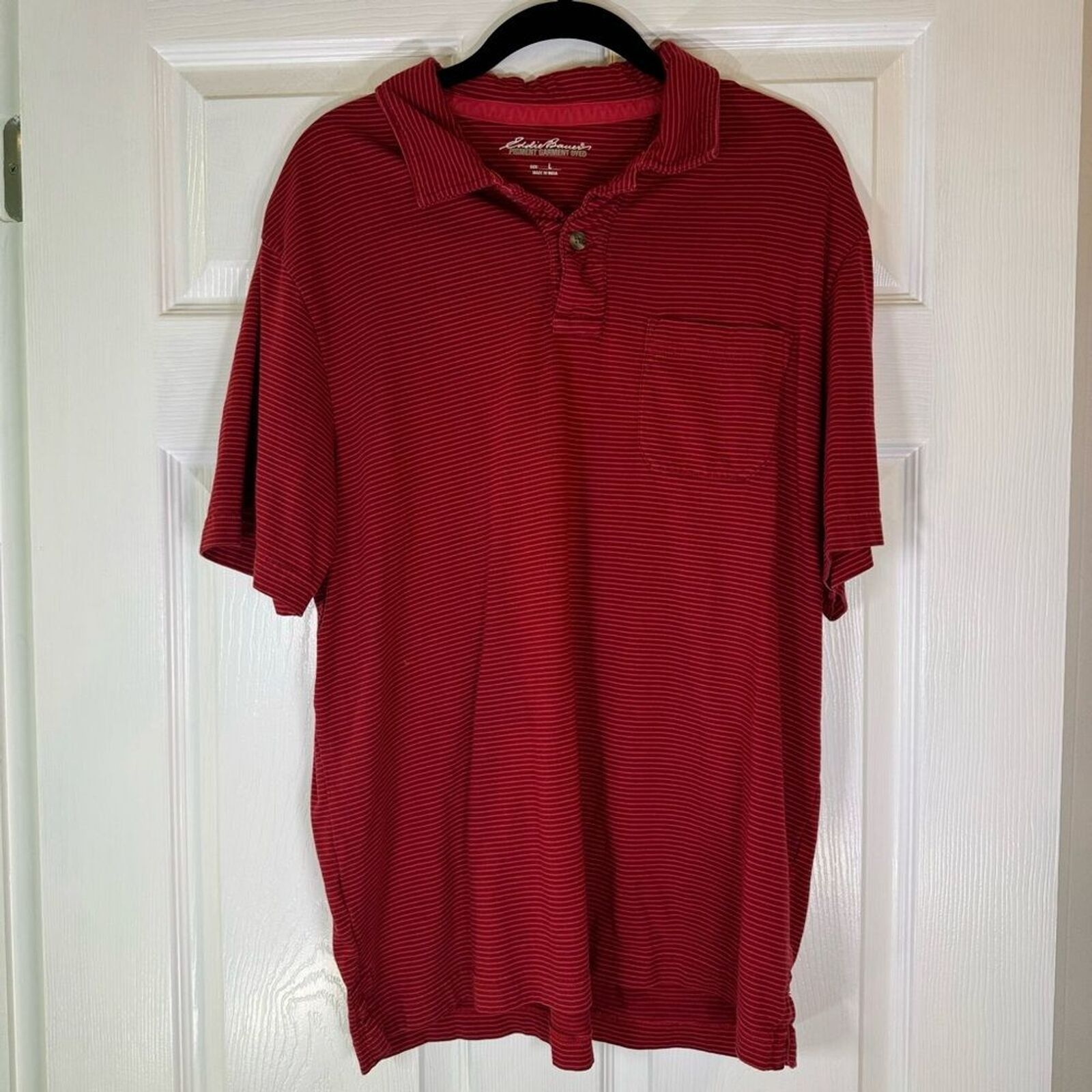 Eddie Bauer Eddie Bauer Red Striped Polo Shirt Men’s Size Large EUC Size US L / EU 52-54 / 3 - 1 Thumbnail