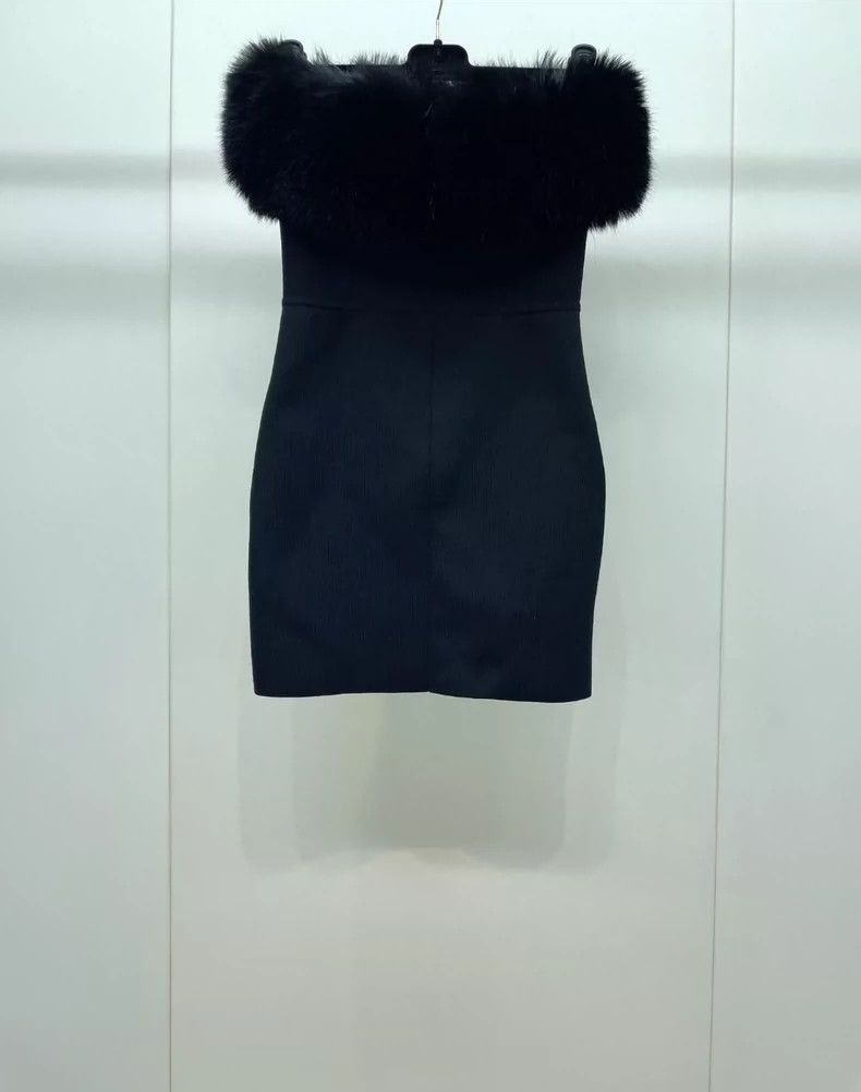 Yves Saint Laurent saint laurent Black furry knit strapless skirt 2501-Nextarr Size XS / US 0-2 / IT 36-38 - 2 Thumbnail