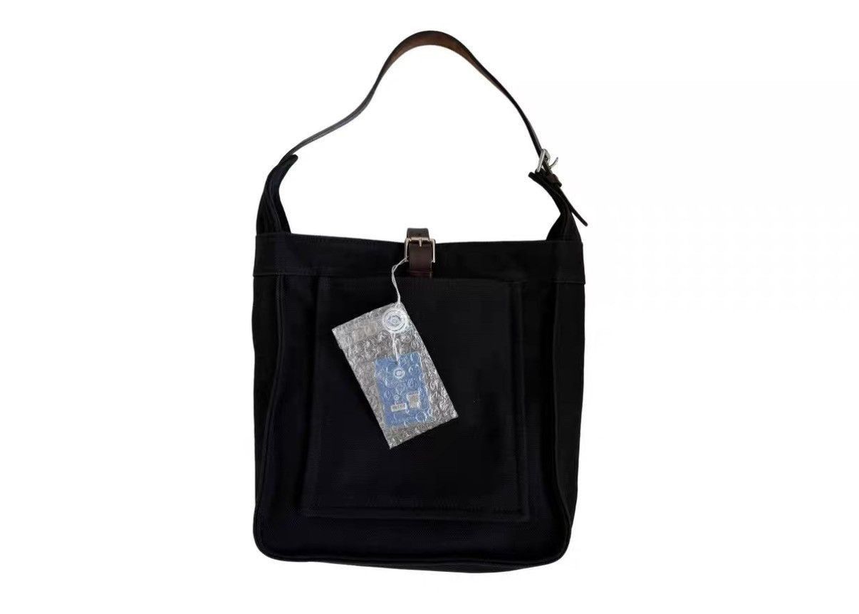 Hermes Black Canvas Shoulder Bag with Leather Strap Size ONE SIZE - 1 Thumbnail