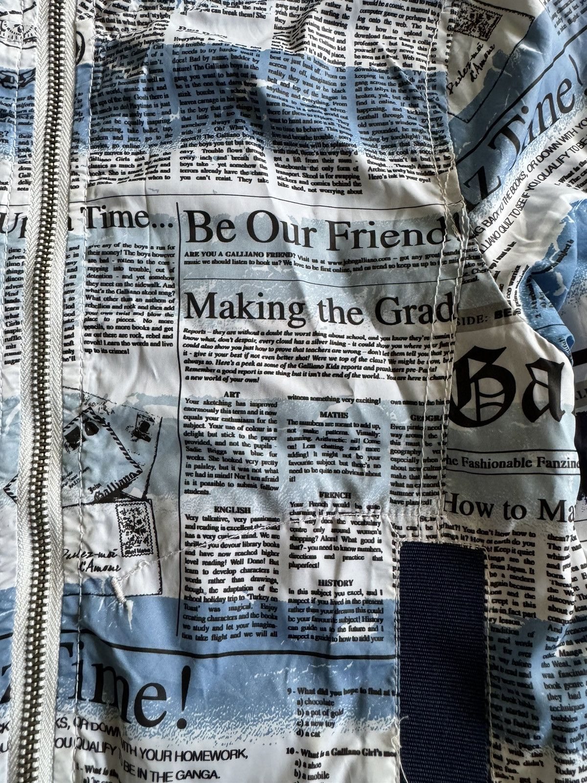 John Galliano John Galliano Iconic Newspaper Print Hooded Jacket Size US XXS / EU 40 - 4 Thumbnail