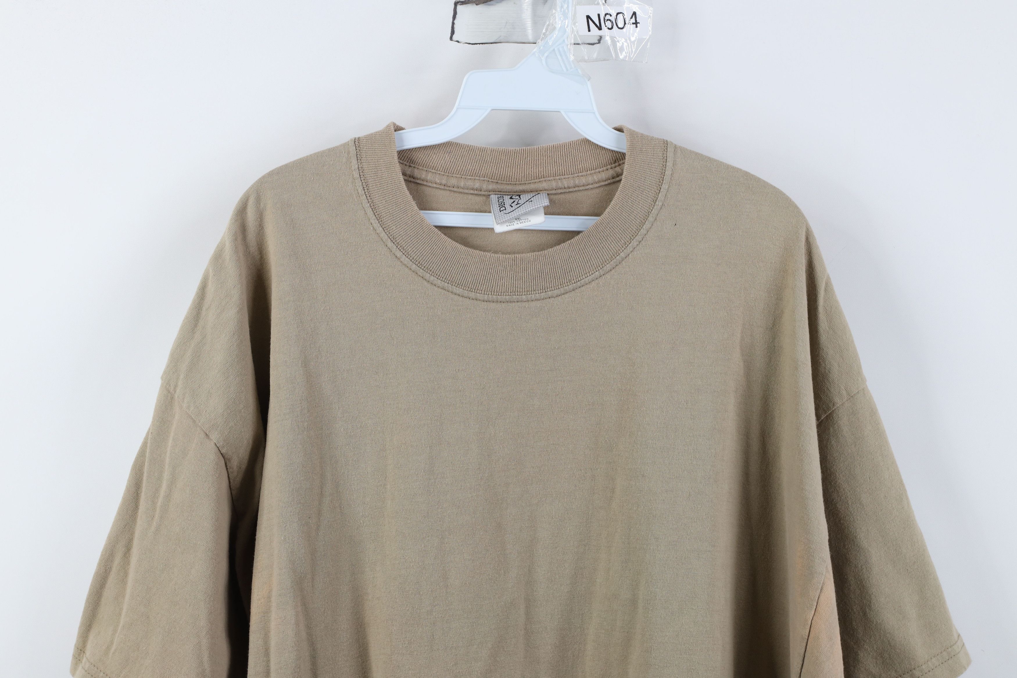 Vintage Vintage 90s Streetwear Blank Cotton Short Sleeve T-Shirt Tan Size US XXL / EU 58 / 5 - 2 Thumbnail