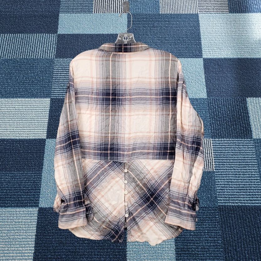 Lucky Brand Lucky Brand Shirt Womens M Medium Beige Plaid Button Up Long Sleeve Collared Size M / US 6-8 / IT 42-44 - 1 Thumbnail