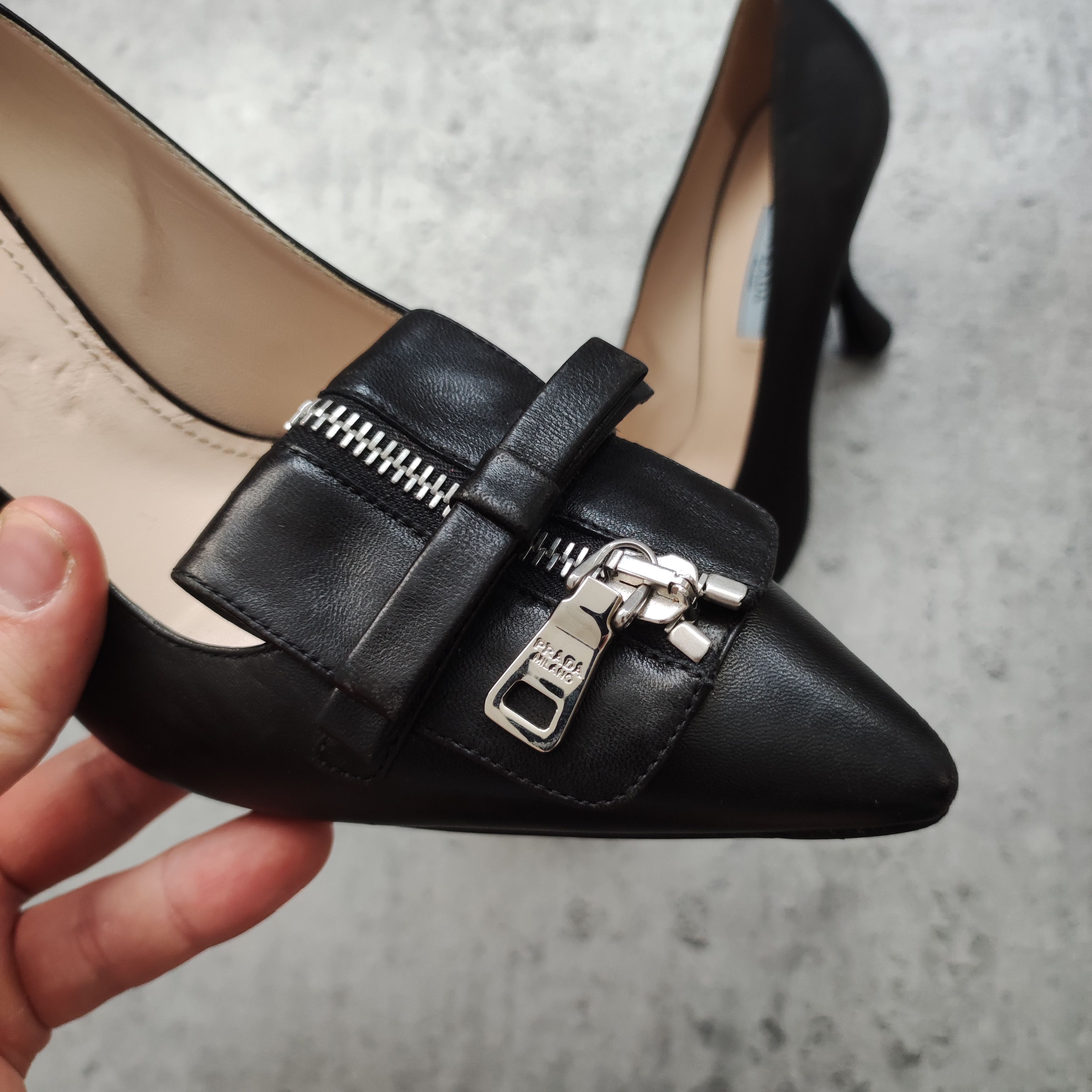 Prada Prada Milano 90s Classic Black Zipper Leather Heels Size US 7 / IT 37 - 2 Thumbnail