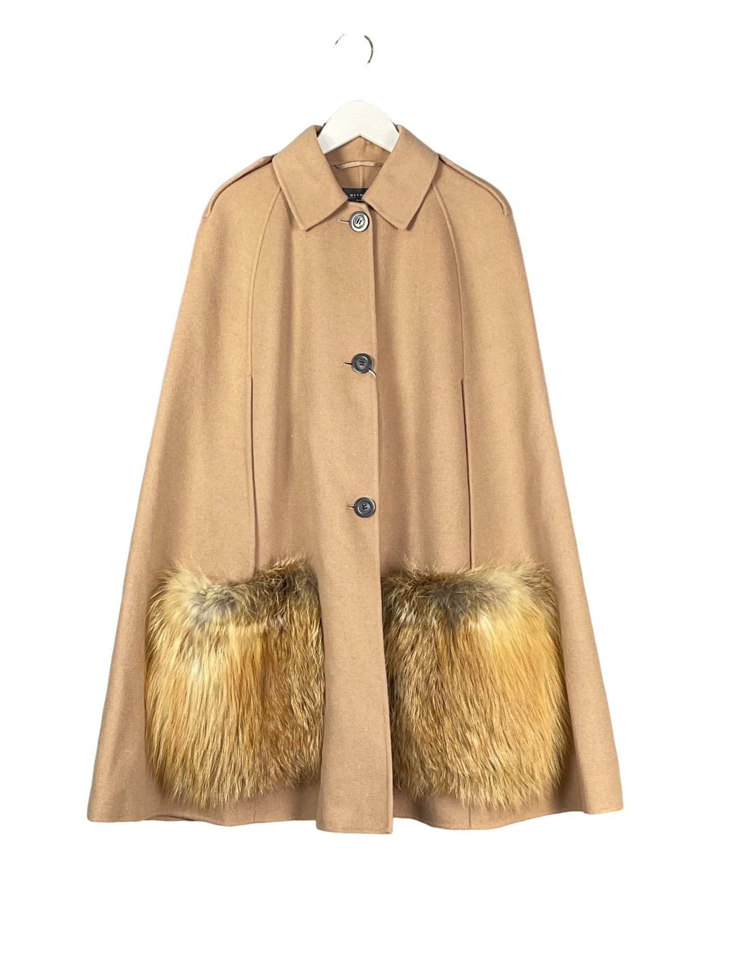 Max Mara MaxMara Weekend Wool Fur Pocket Cape Coat Size 36 Size XS / US 0-2 / IT 36-38 - 1 Thumbnail