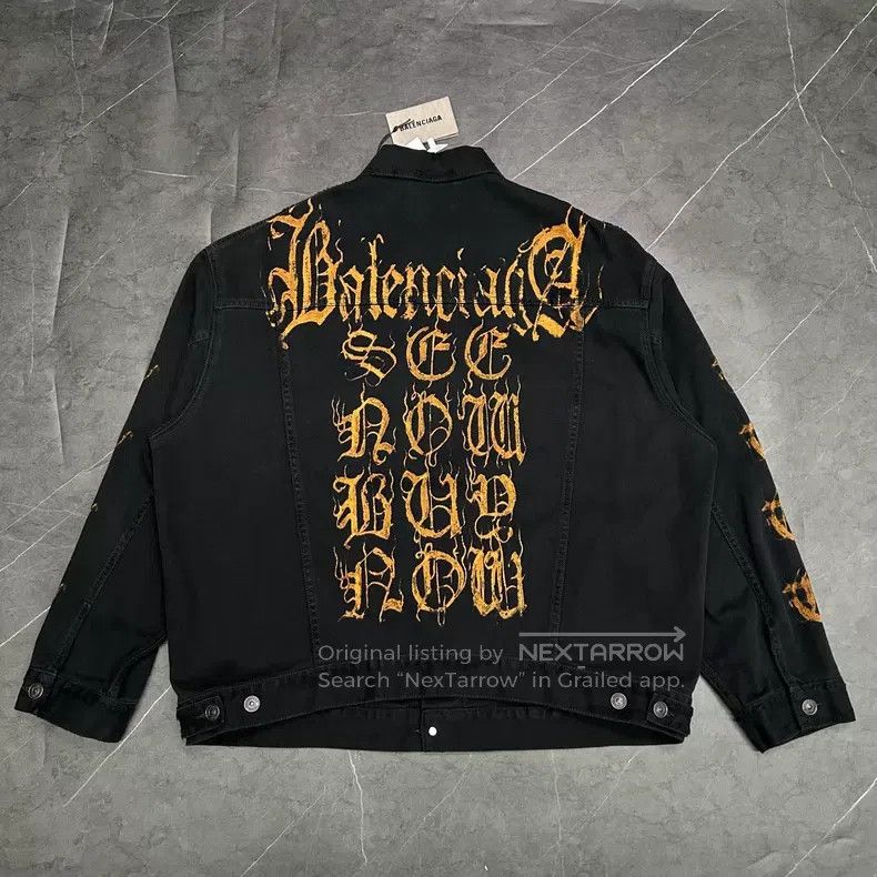 Balenciaga Balenciaga Buddhist Scripture Mud Dye Destroyed Denim Jack Size US S / EU 44-46 / 1 - 1 Thumbnail