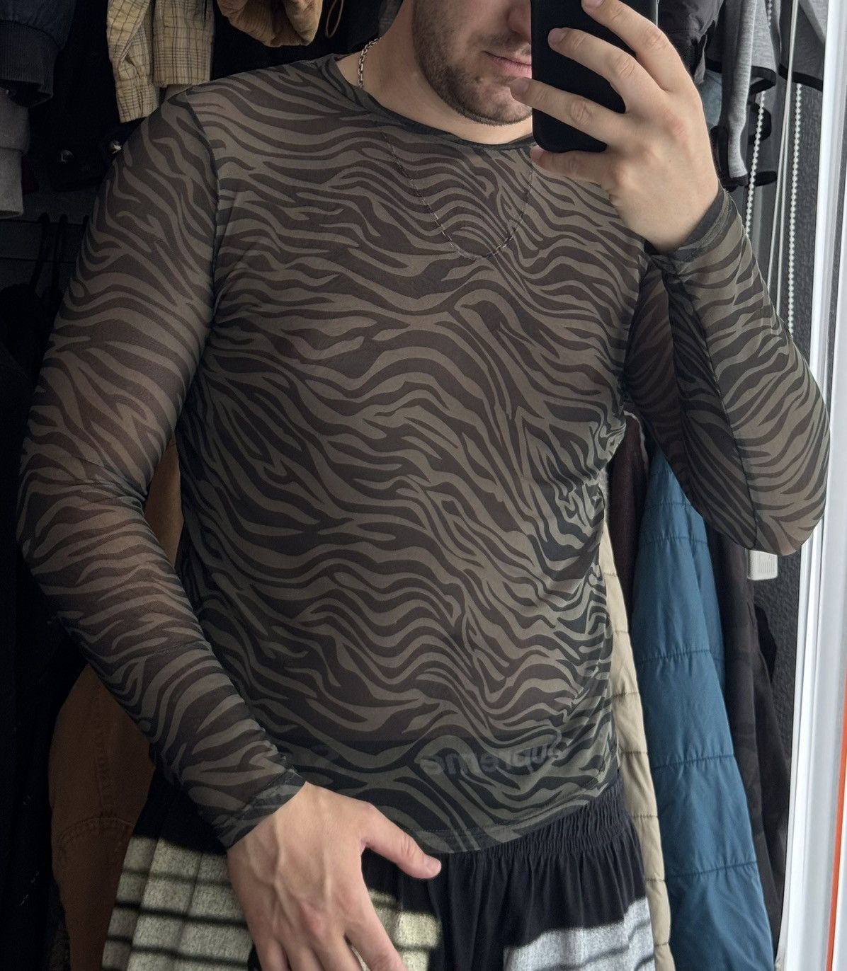 Japanese Brand Vintage mesh men’s Long Sleeve blouse, Rave style Y2K Opium Size US S / EU 44-46 / 1 - 2 Thumbnail