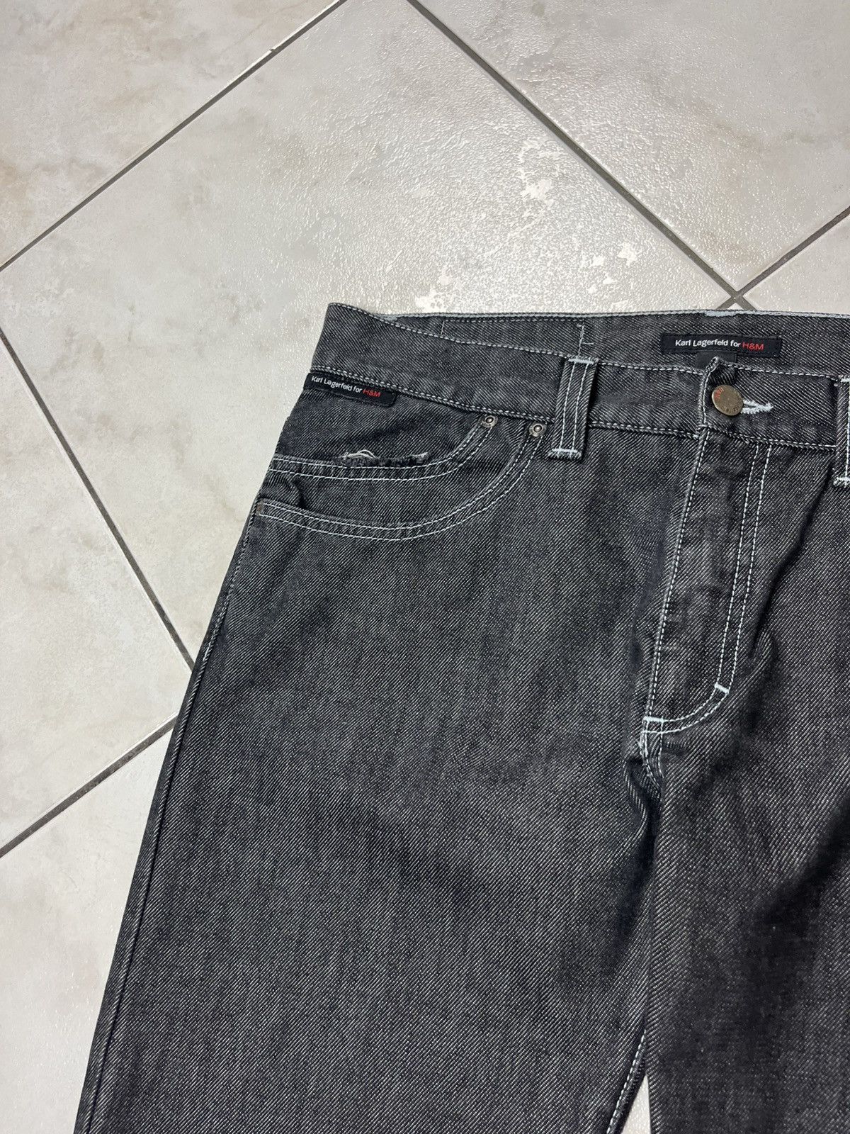 Designer × H&M × Karl Lagerfeld Karl Lagerfeld for H&M dark grey goth denim jeans pants Size US 32 / EU 48 - 8 Thumbnail