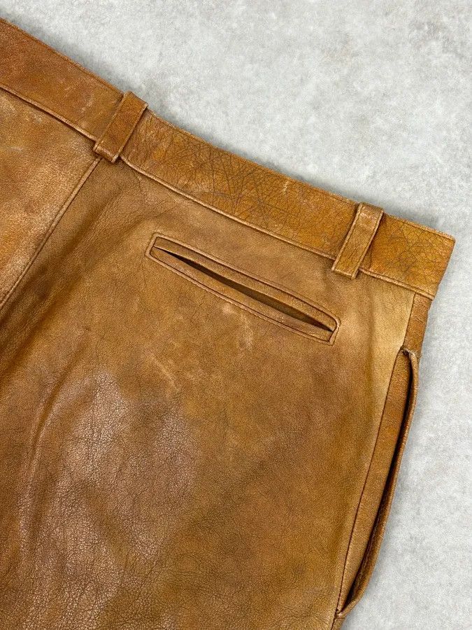 Emporio Armani 1990s Emporio Armani Cognac Silk-Lined Leather Pants Size US 32 / EU 48 - 8 Thumbnail