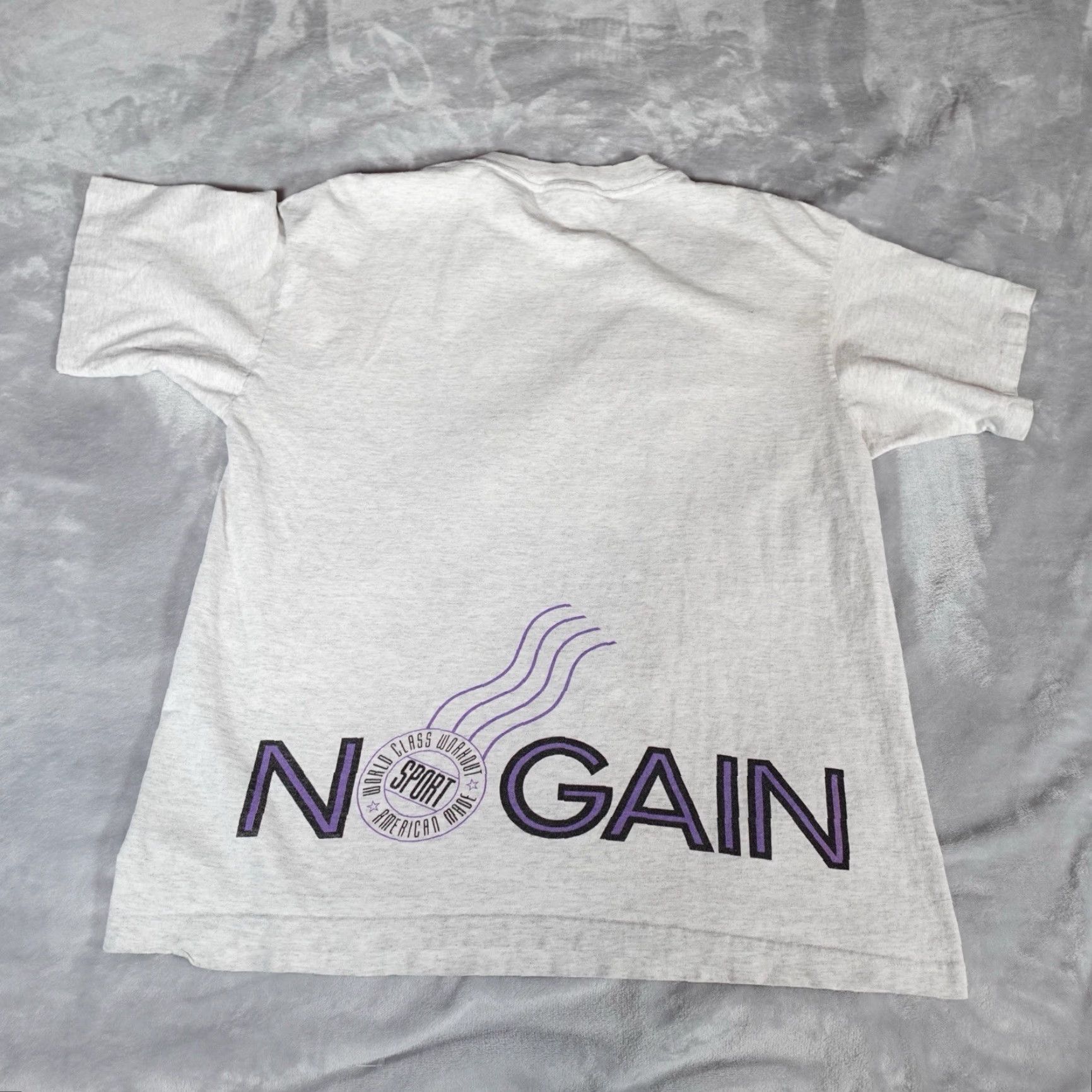 Vintage VINTAGE 90s World Class No Pain No Gain Graphic T-Shirt Mens XL Gray Slim Fit Cotton Size US XL / EU 56 / 4 - 4 Thumbnail