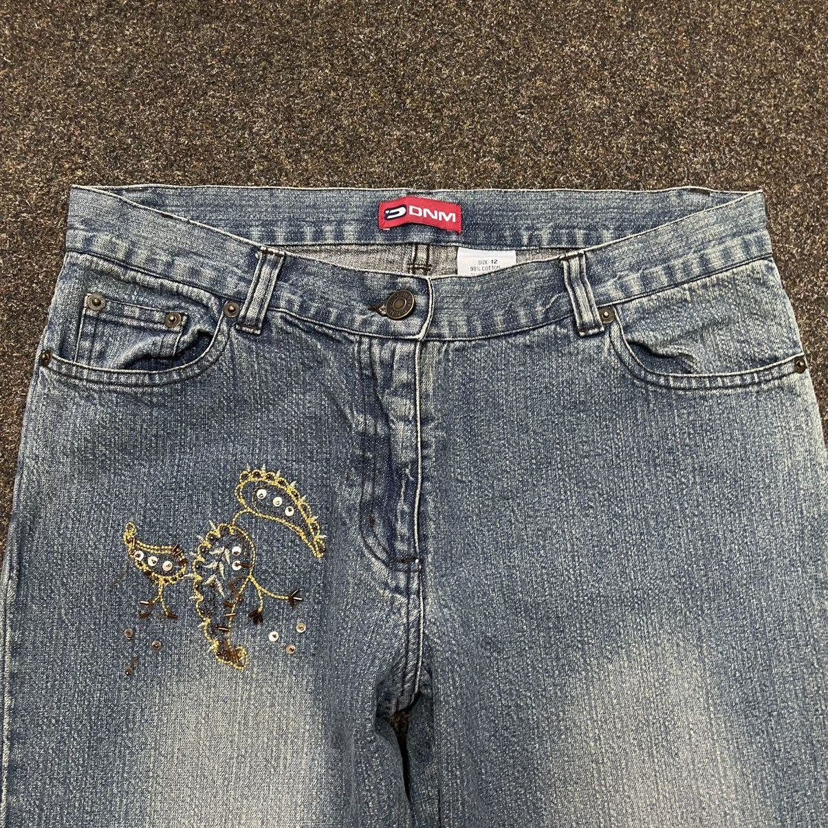 Vintage Vintage Y2K Floral Embroidered Wide Leg Denim Grunge Faded Size 32" / US 10 / IT 46 - 5 Thumbnail