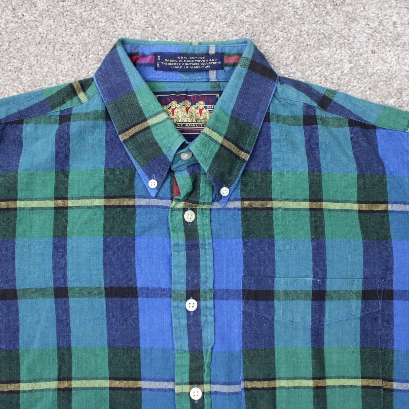 Ralph Lauren VINTAGE Ralph Lauren Chaps Shirt Mens Large Blue/Green L/S Button Up Boy Scout Tag Size US L / EU 52-54 / 3 - 6 Thumbnail