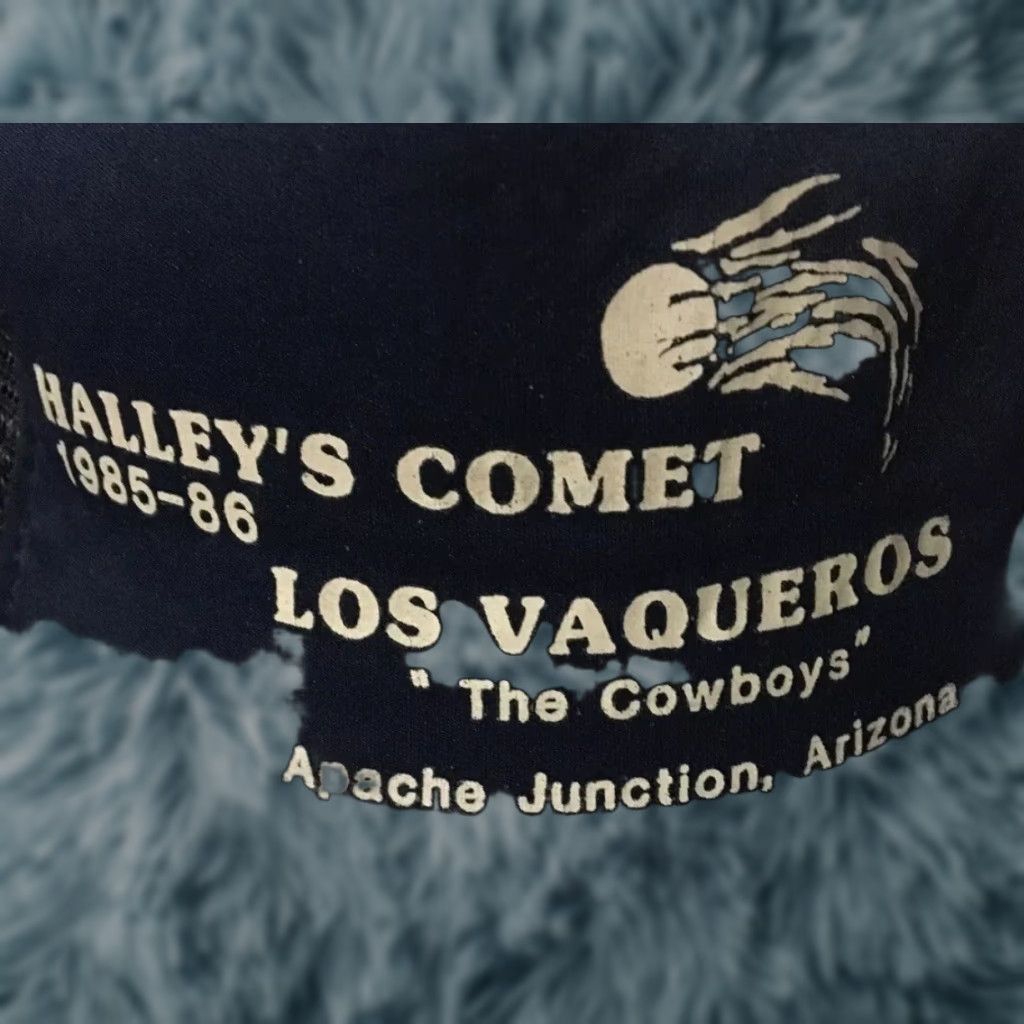 Vintage VINTAGE 80s Halley’s Comet Apache Junction Arizona Trucker Hat Blue Grunge Biker Harley? (Original says Motorcycle brand, but not necessary) Size ONE SIZE - 1 Thumbnail