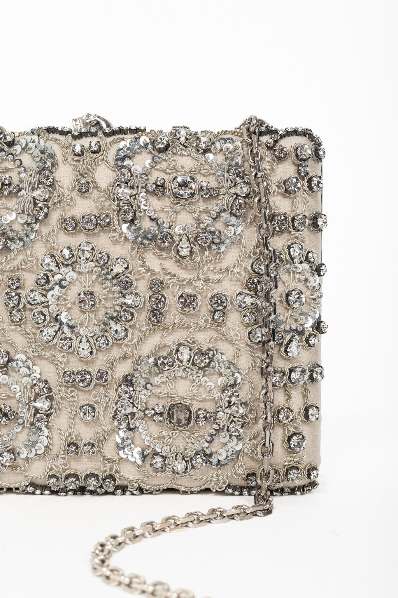 Alexander McQueen Alexander McQueen Crystal/Sequin-Embroidered Satin Clutch Size ONE SIZE - 7 Thumbnail