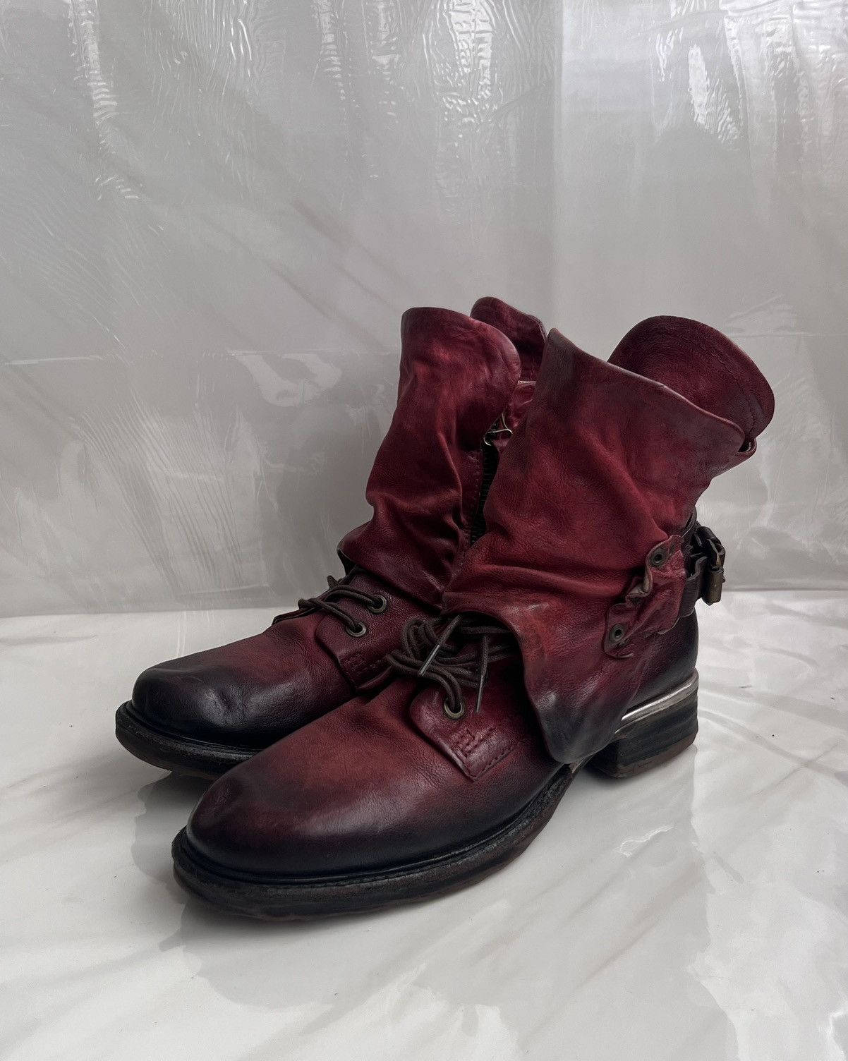 A.S.98 As 98 Airstep Zipper Boho Biker Red distressed boot Size US 8 / IT 38 - 3 Thumbnail