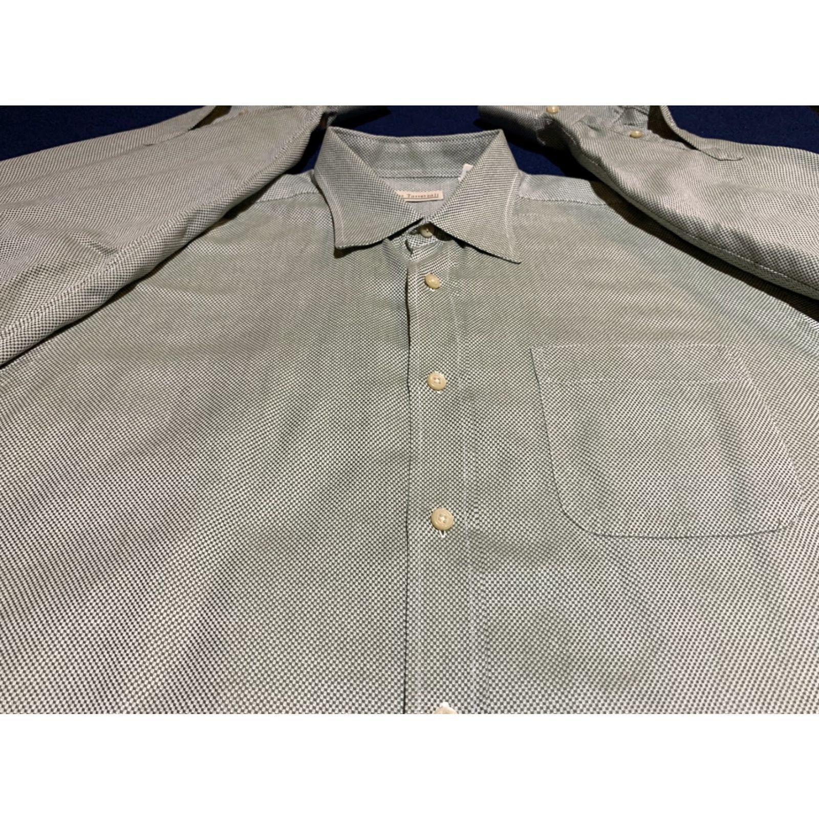 Vintage VINTAGE James Tattersall Dress Shirt Long Sleeve Men Large Green Classic Mens Size 42R - 2 Thumbnail