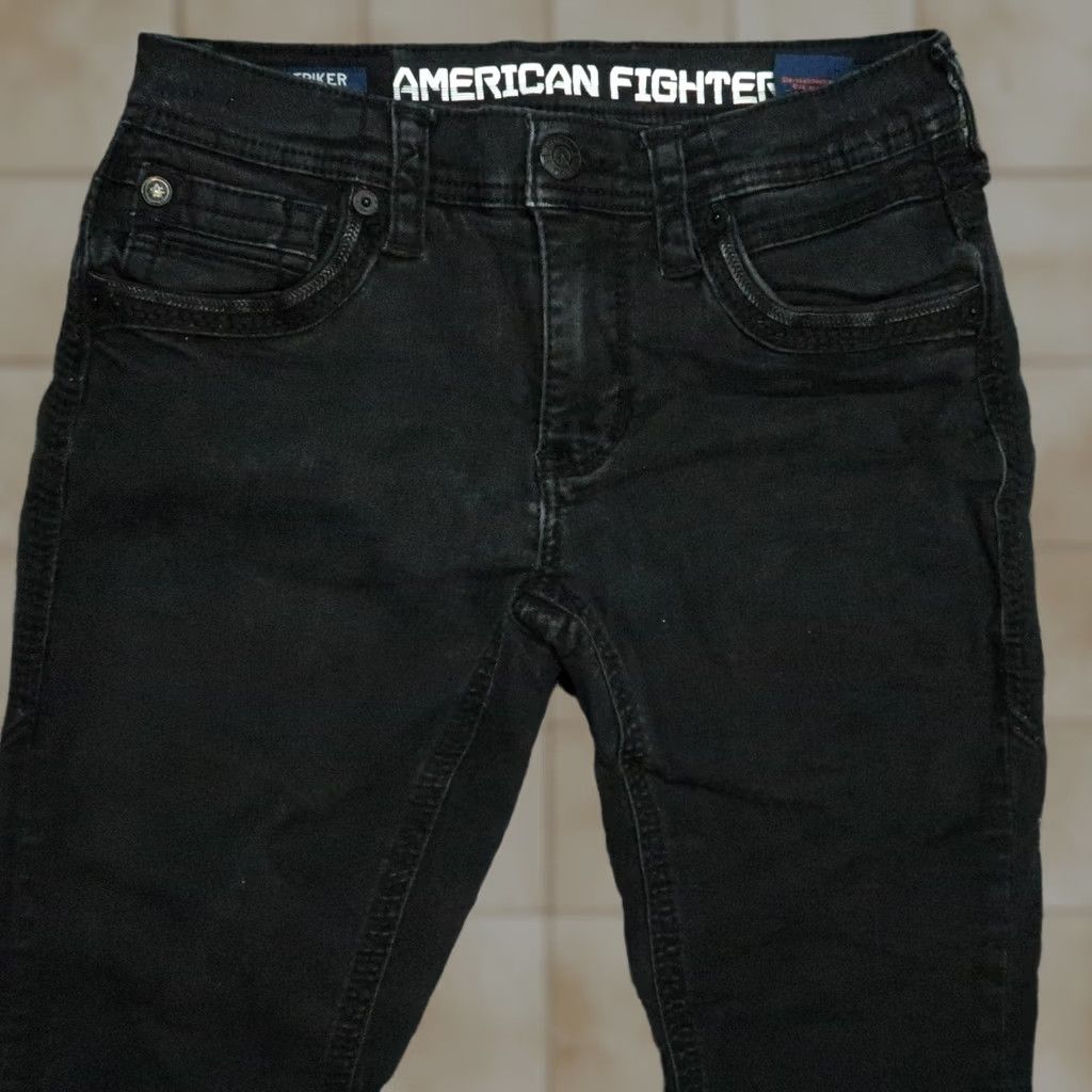 Vintage American Fighter Jeans Mens 30x32 Black Striped Stretch Denim Size US 30 / EU 46 - 1 Thumbnail
