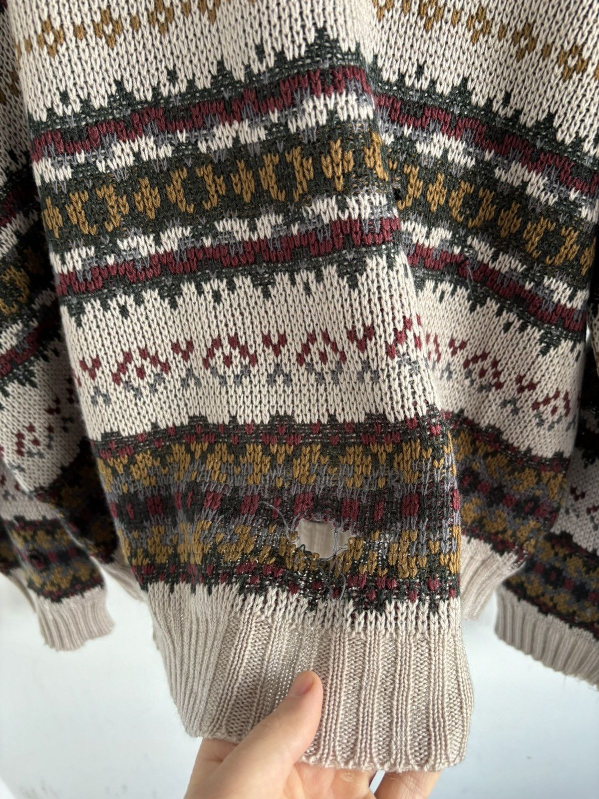 Japanese Brand Vintage Avant Garde Pattern Boxy Distressed Sweater Size US L / EU 52-54 / 3 - 13 Thumbnail