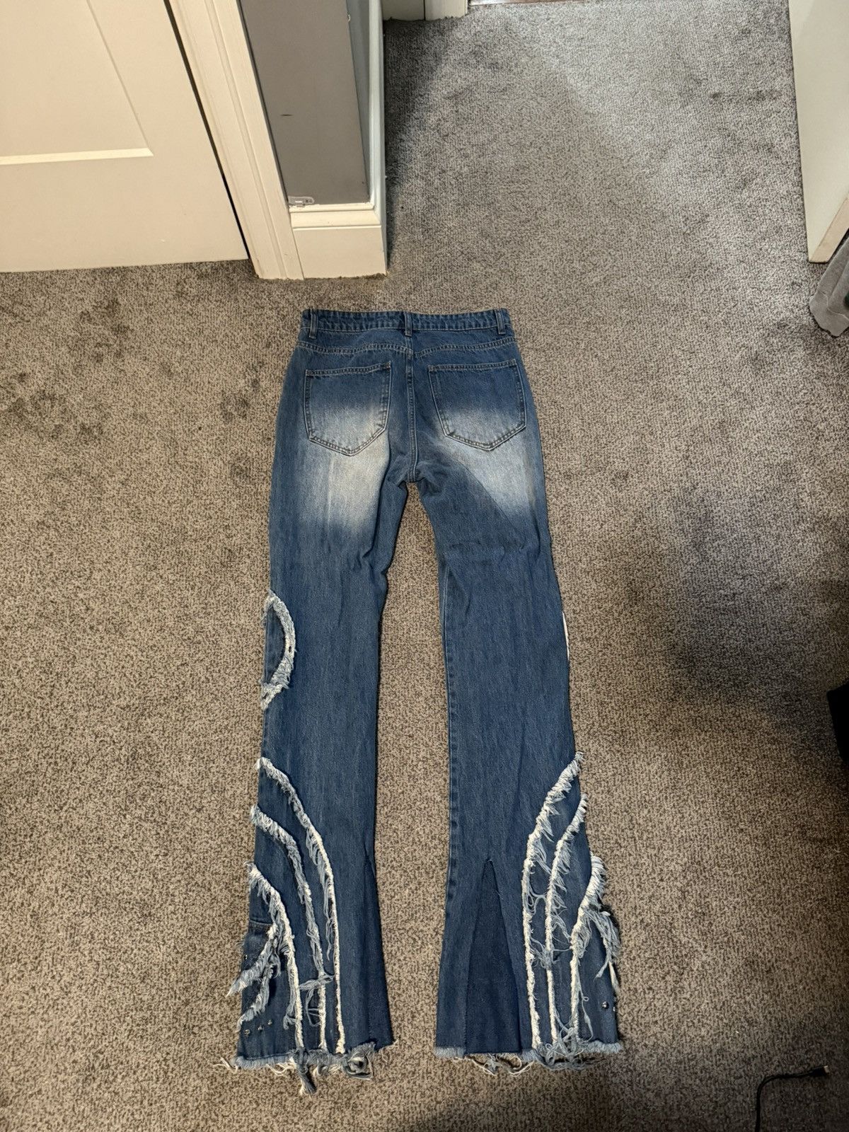 Other Men's Distressed Flared Denim Blue Light Wash Bleached Size US 30 / EU 46 - 2 Thumbnail