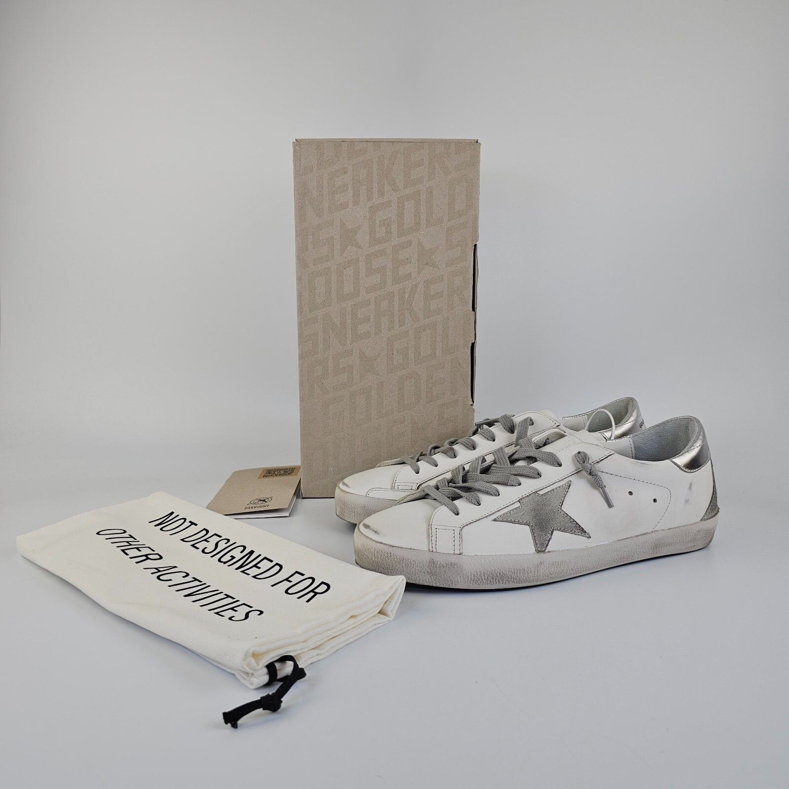 GOLDEN GOOSE Super-Star Men's White/Silver Leather Low Top S