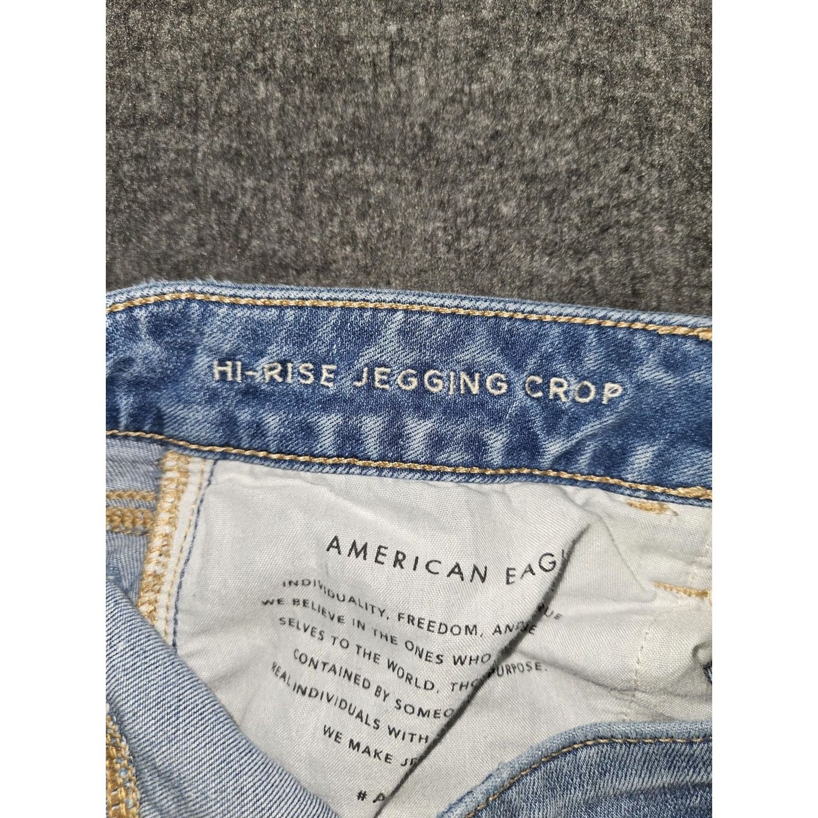 American Eagle Outfitters American Eagle Outfitters Jeans Womens 12 Blue Hi Rise Jegging Crop Distressed Raw Hem Size 34" / US 12 / IT 48 - 3 Thumbnail