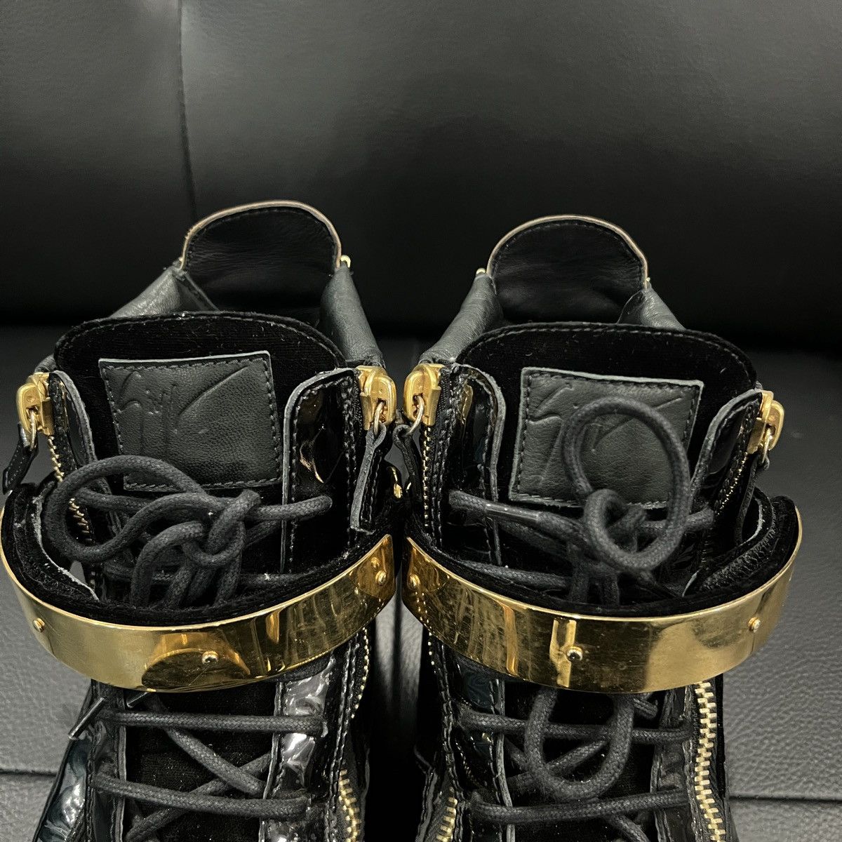 Giuseppe Zanotti Giuseppe Zanotti GZ Double Buckle Patent High-Top Sneakers V Size US 9 / EU 42 - 9 Thumbnail