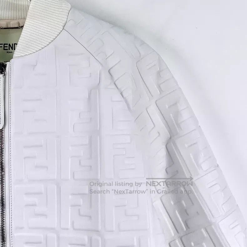 Fendi Fendi White double F embossed logo leather collar zip long Size XS / US 0-2 / IT 36-38 - 3 Thumbnail