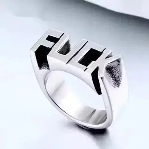 Japanese Brand Vintage Fuck Ring Art Silver Punk Rock Jewelry Rings Size ONE SIZE - 2 Thumbnail