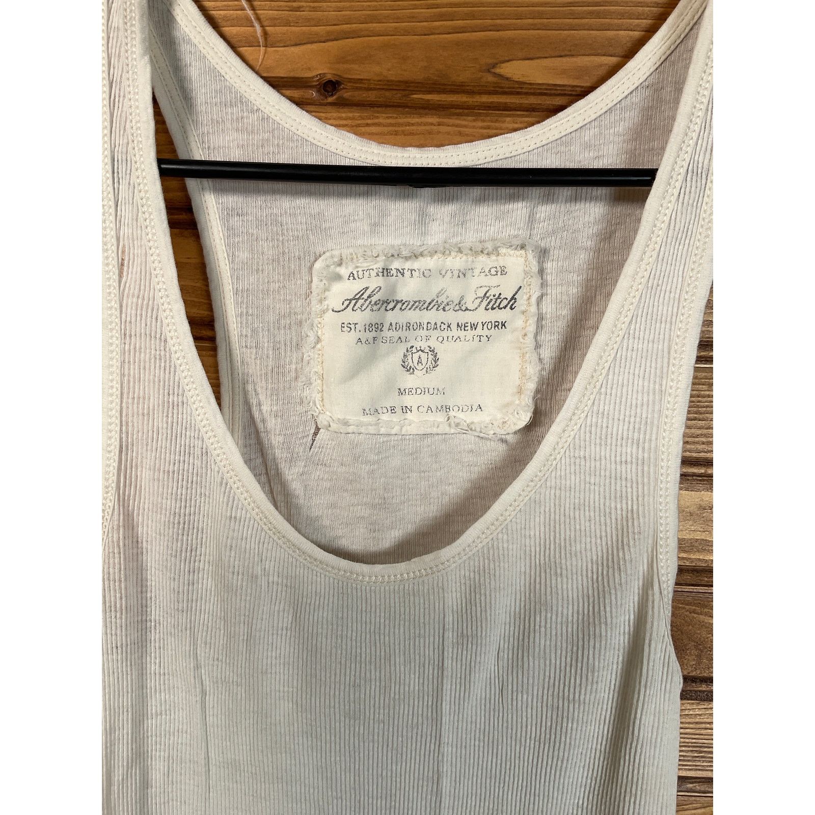 Abercrombie & Fitch VTG Abercrombie & Fitch Woman's Tank Top Beige / White Med Size M / US 6-8 / IT 42-44 - 5 Thumbnail