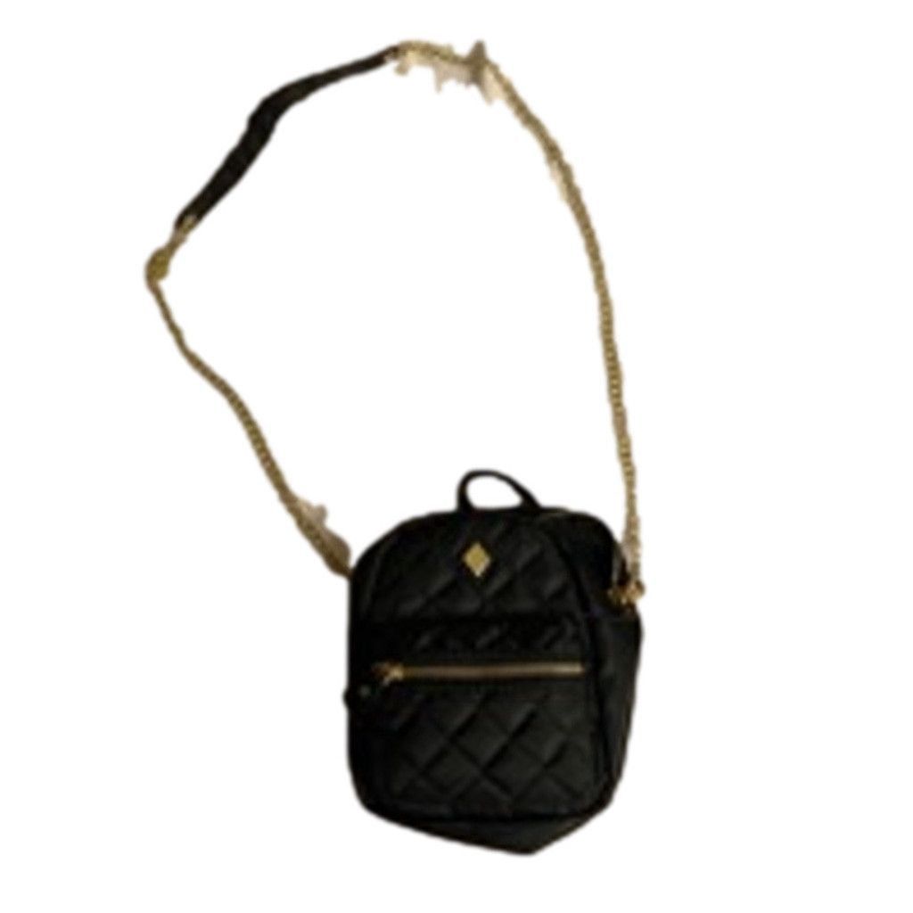 WomenS Black Mini Backpack Purse Gold Chain Detail, Women's
