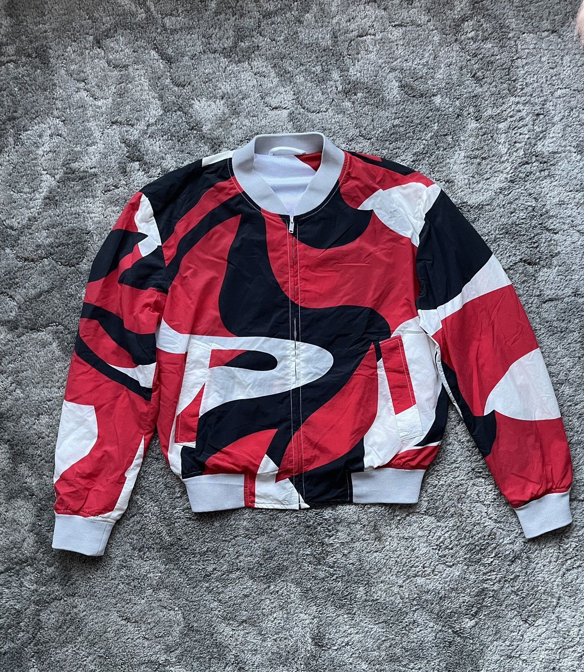 image of Alexander Mcqueen Bomber Jacket Medium in Black Red White, Men's