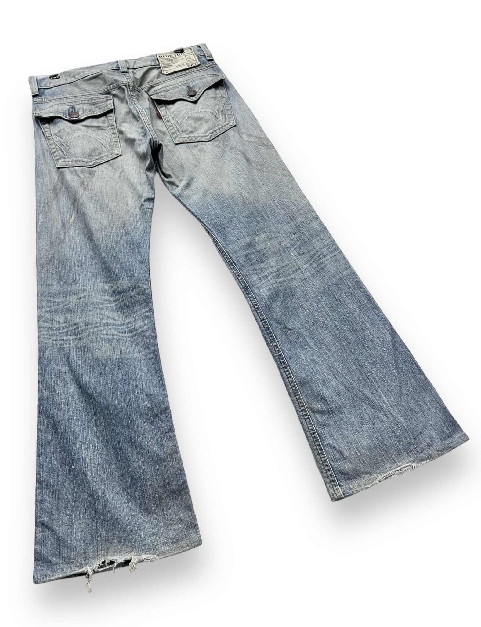 Edwin FYE🔥EDWIN BLUE TRIP Ripped Thrashed Blow Out Flared Denim Size US 31 - 10 Thumbnail