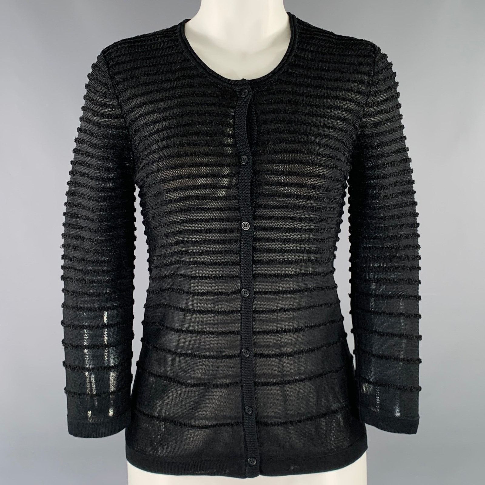 Yigal Azrouel YIGAL AZROUEL Size S Black Knit Ribbed Cardigan Size S / US 4 / IT 40 - 1 Thumbnail