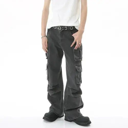 Jean hiphop distressed fade pleated cargo jeans Size US 30 / EU 46 - 2 Thumbnail